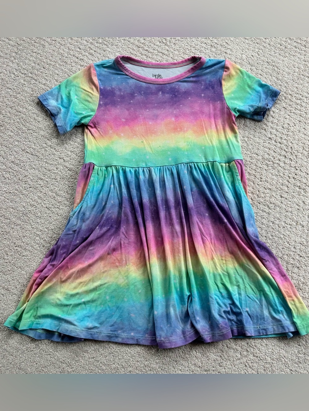 Birdie bean Rainbow Gradient Short-Sleeve Twirl Dress